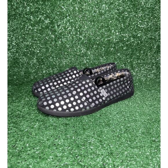BOBS by Skechers Womens Black Silver Polka Dot Ballet Flats Slip On Shoes Size 9 - Picture 3 of 9